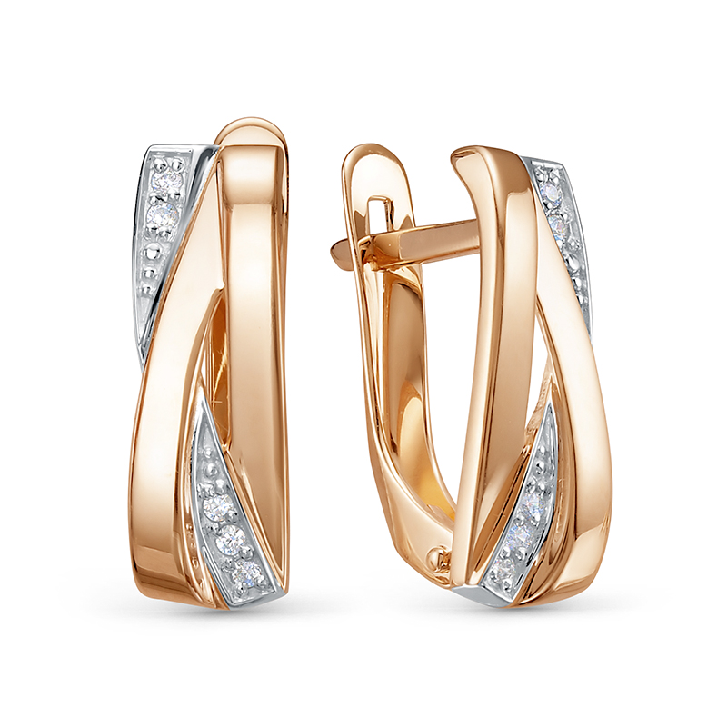 Серьги из золота с камнем Фианит фото, цены