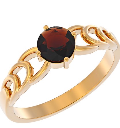 Кольцо из золота с камнем Гранат фото, цены