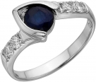 Кольцо из серебра с камнем Сапфир, Куб цирконий фото, цены