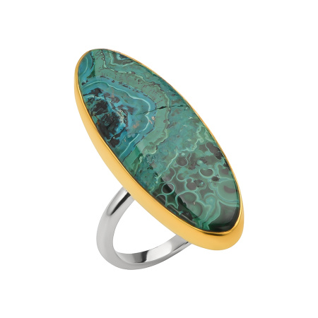 Кольцо из серебра с камнем Хризоколла фото, цены