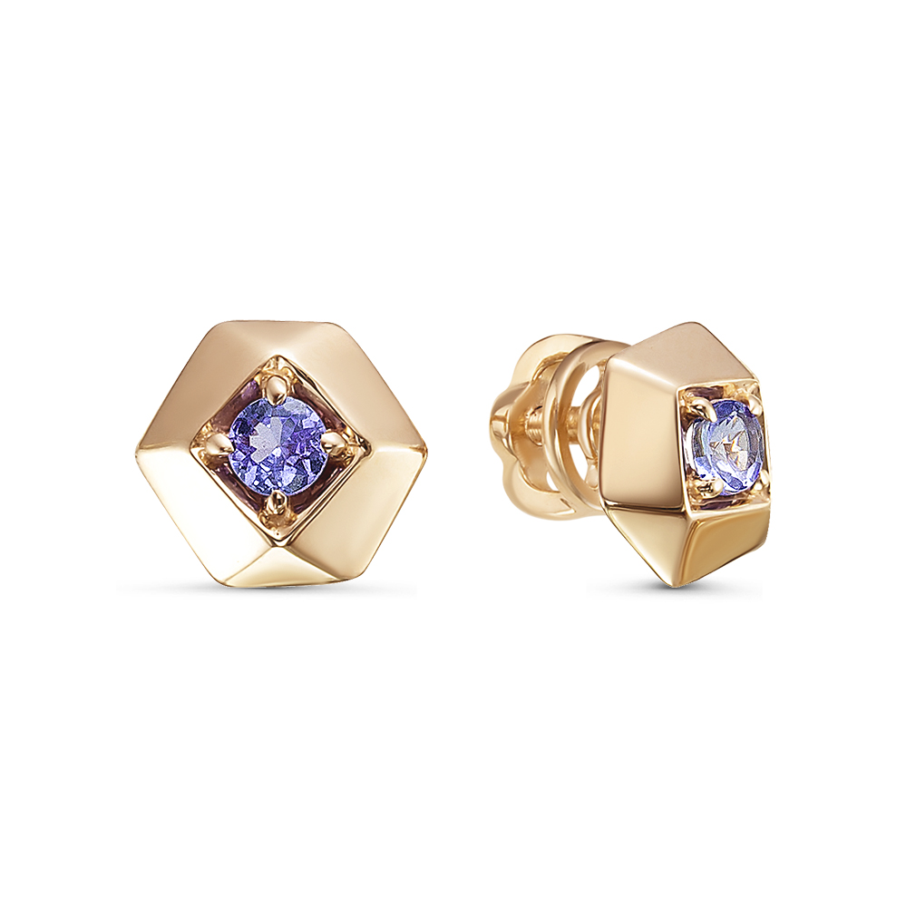 Пуссеты из золота с камнем аметист фото, цены