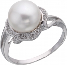 Кольцо из серебра с камнем Жемчуг, Циркон фото, цены