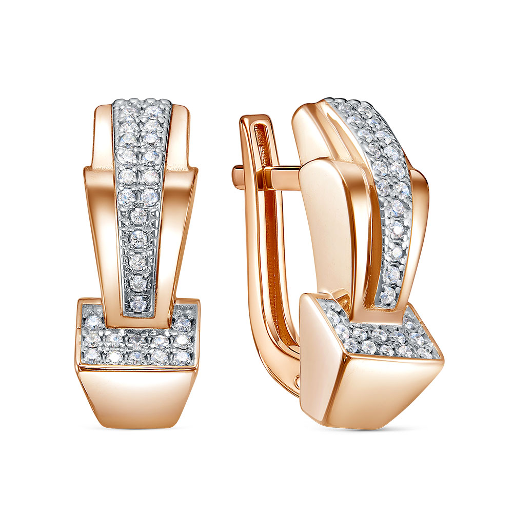 Серьги из золота с камнем Фианит фото, цены