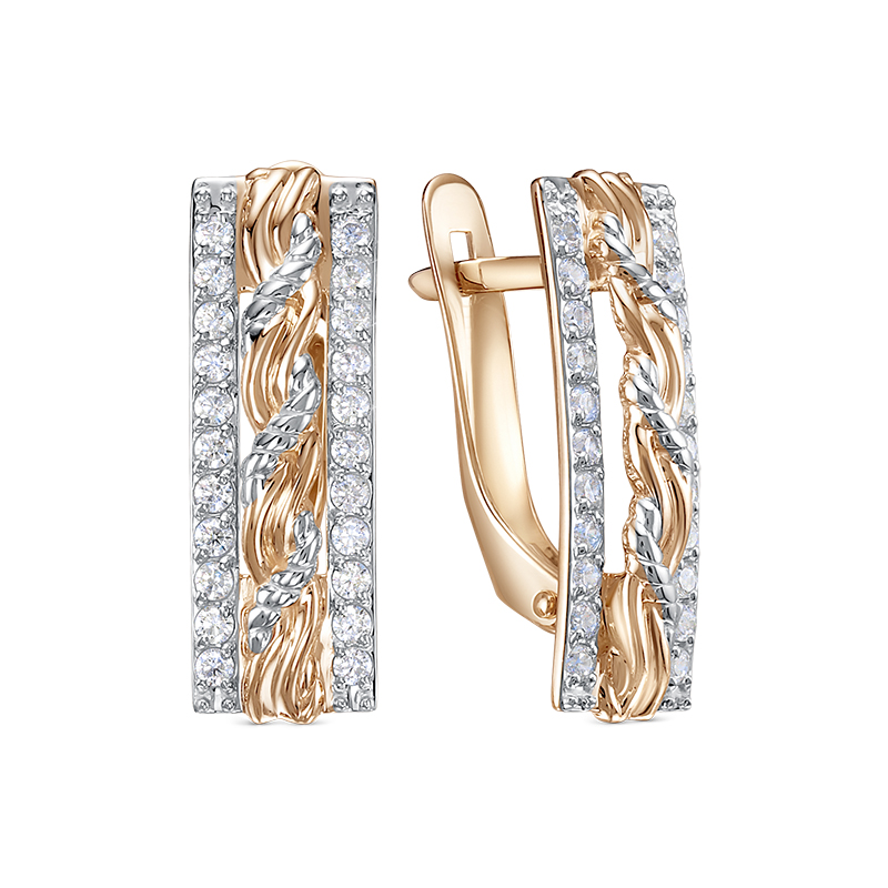 Серьги из золота с камнем Фианит фото, цены