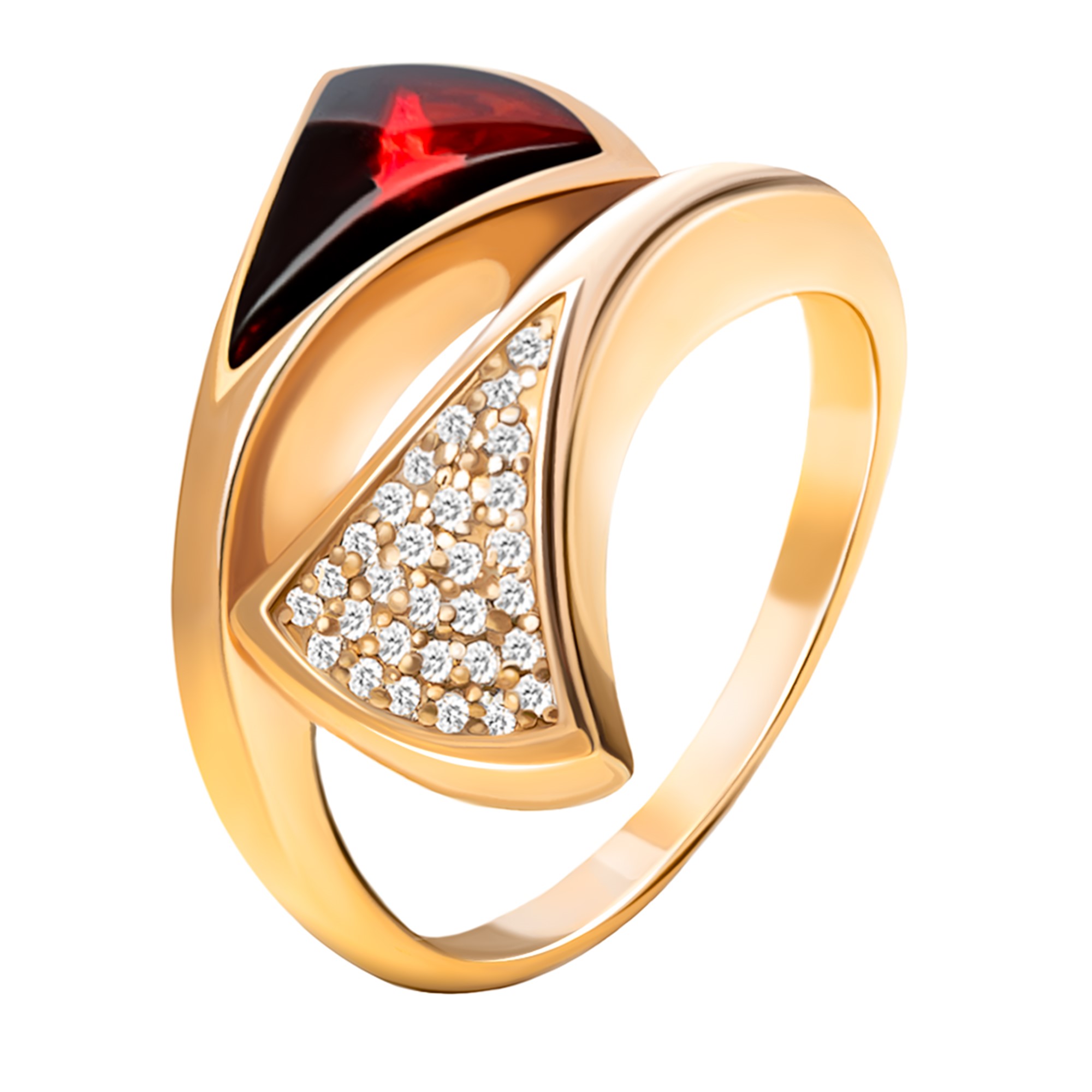 Кольцо из серебра с камнем Фианит, Янтарь фото, цены