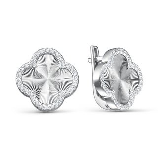 Серьги из серебра с камнем Фианит фото, цены