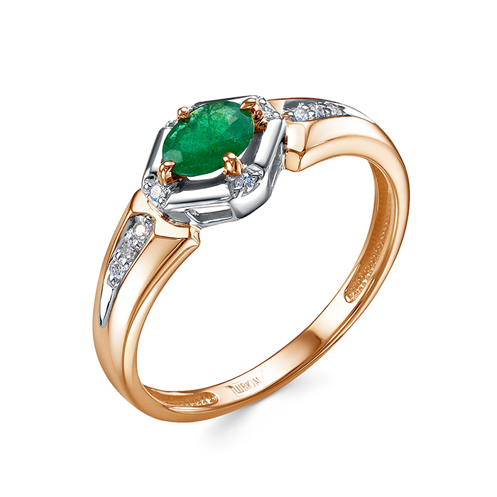 Кольцо из золота с камнем Бриллиант, Изумруд фото, цены
