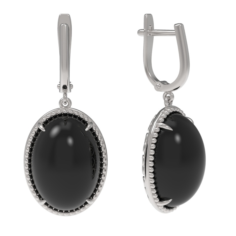 Серьги из серебра с камнем Агат фото, цены