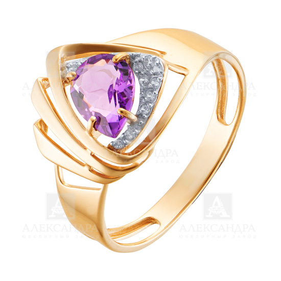 Кольцо из золота с камнем Гранат, Фианит фото, цены