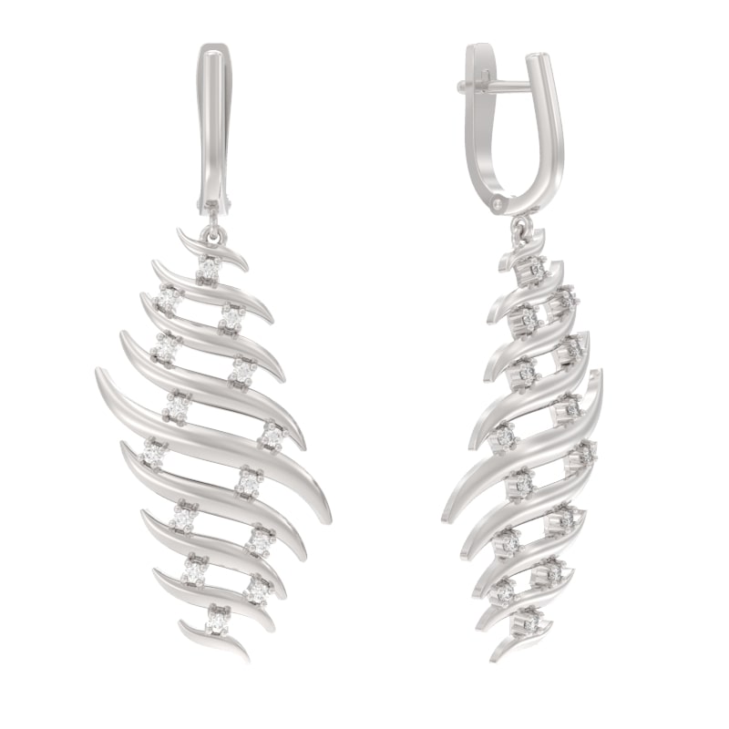 Серьги из серебра с камнем Фианит фото, цены