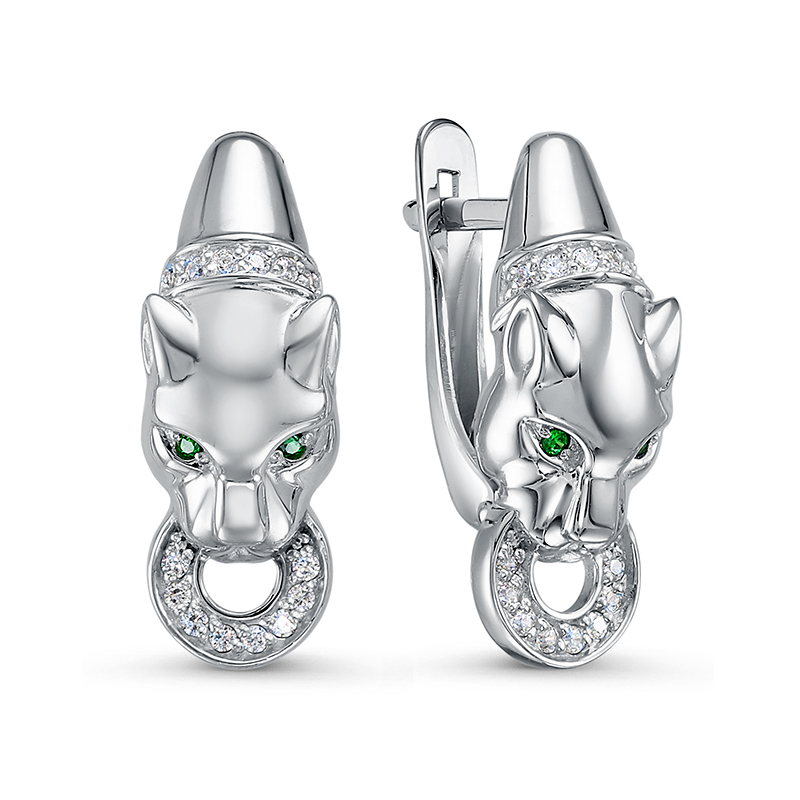 Серьги из серебра с камнем Фианит фото, цены