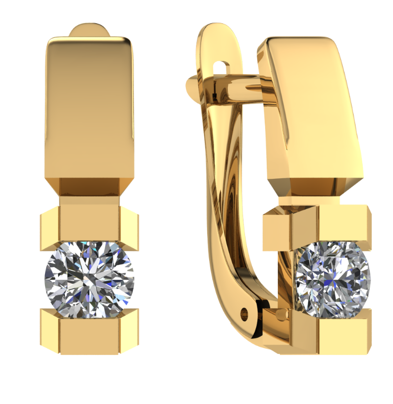 Серьги из золота с камнем Фианит фото, цены