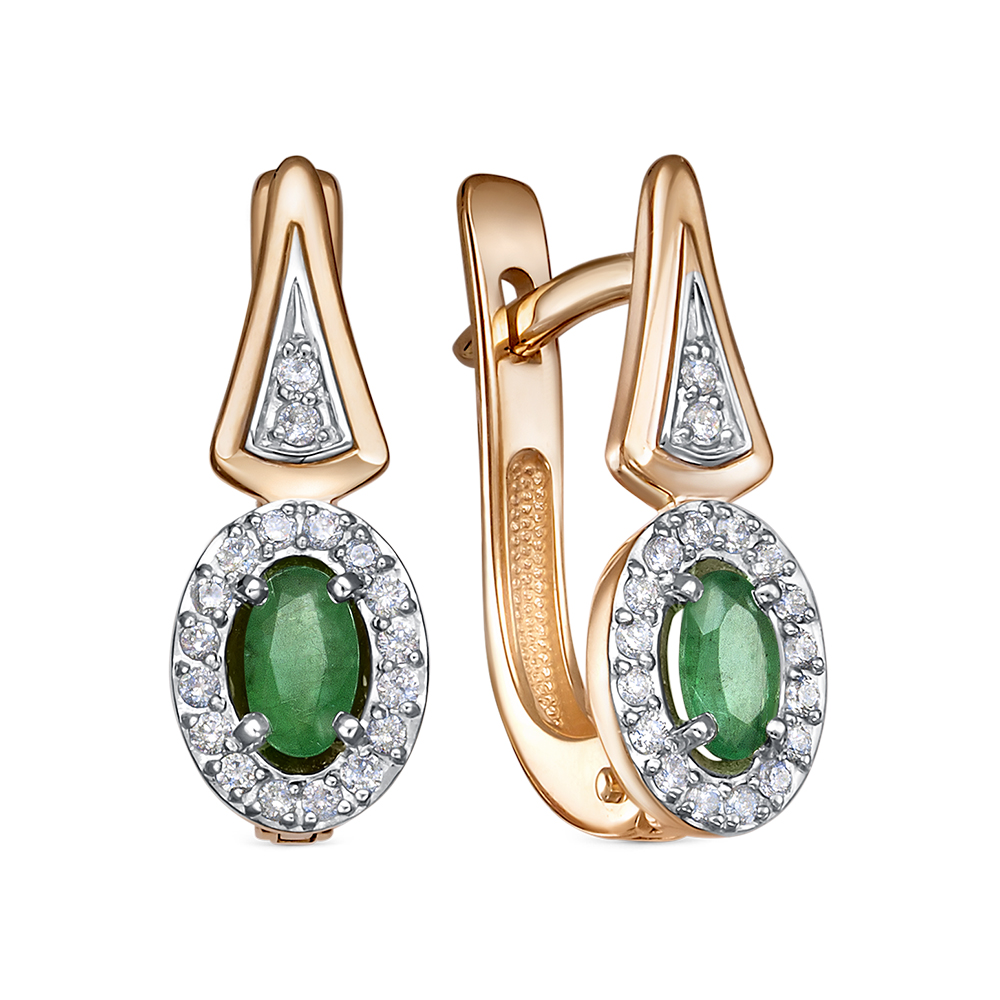 Серьги из золота с камнем Бриллиант, Изумруд фото, цены