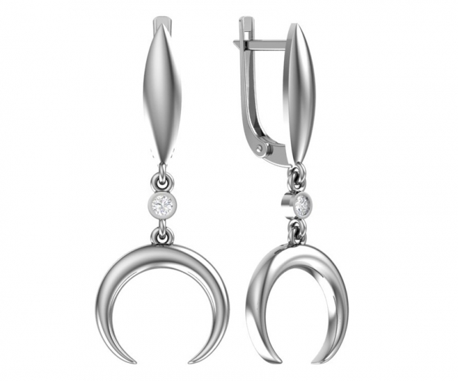 Серьги из серебра с камнем Фианит фото, цены