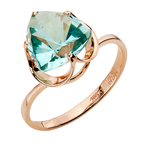 Кольцо из золота с камнем Аквамарин фото, цены