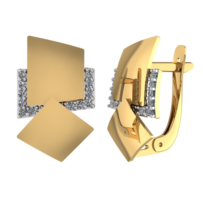 Серьги из золота с камнем Фианит фото, цены