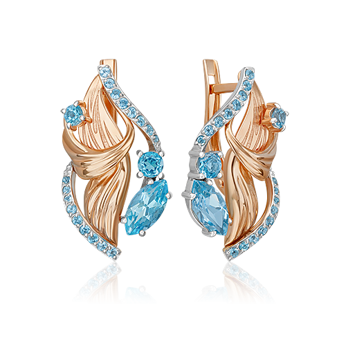 Серьги из золота с камнем Топаз фото, цены