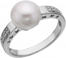 Кольцо из серебра с камнем Жемчуг, Циркон фото, цены