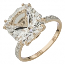 Кольцо из золота с камнем Куб цирконий, Горный хрусталь фото, цены