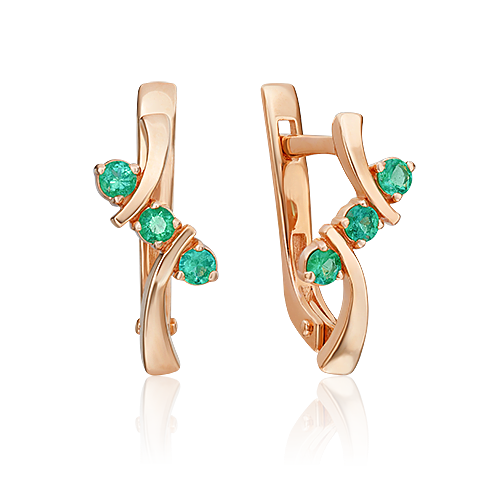 Серьги из золота с камнем Изумруд фото, цены