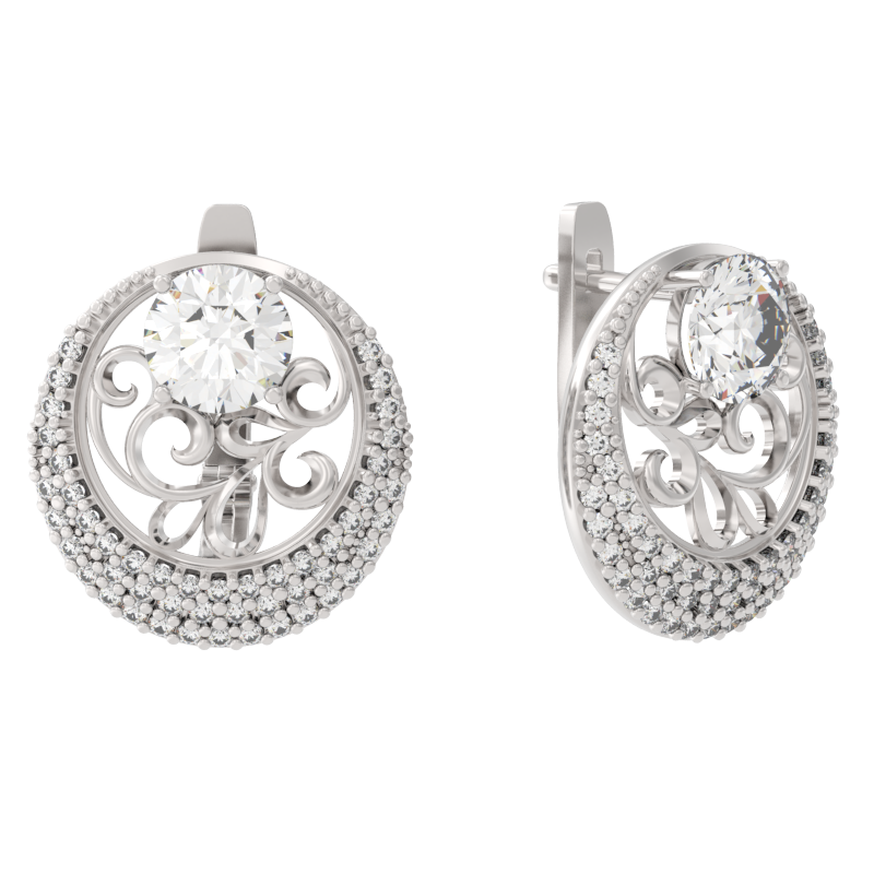 Серьги из серебра с камнем Фианит фото, цены