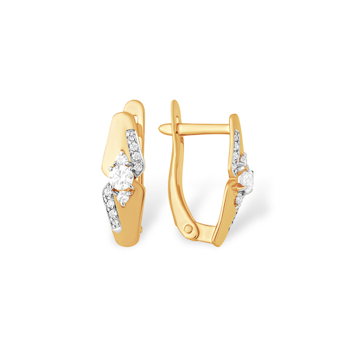 Серьги из золота с камнем Фианит фото, цены