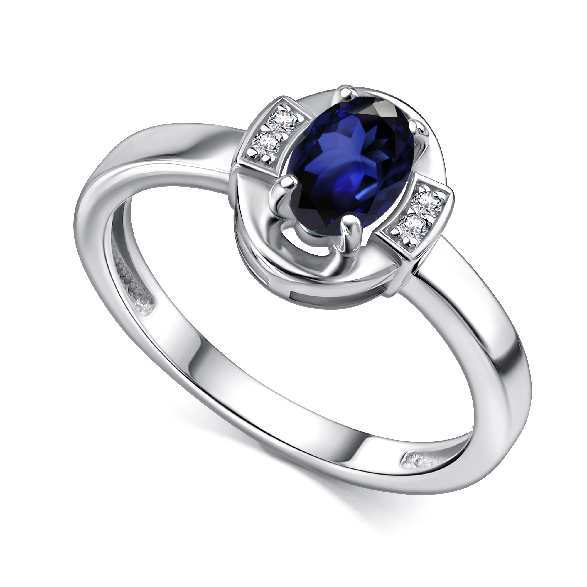 Кольцо из серебра с камнем Фианит, Сапфир фото, цены