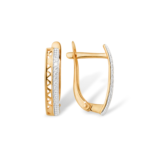 Серьги из золота с камнем Фианит фото, цены