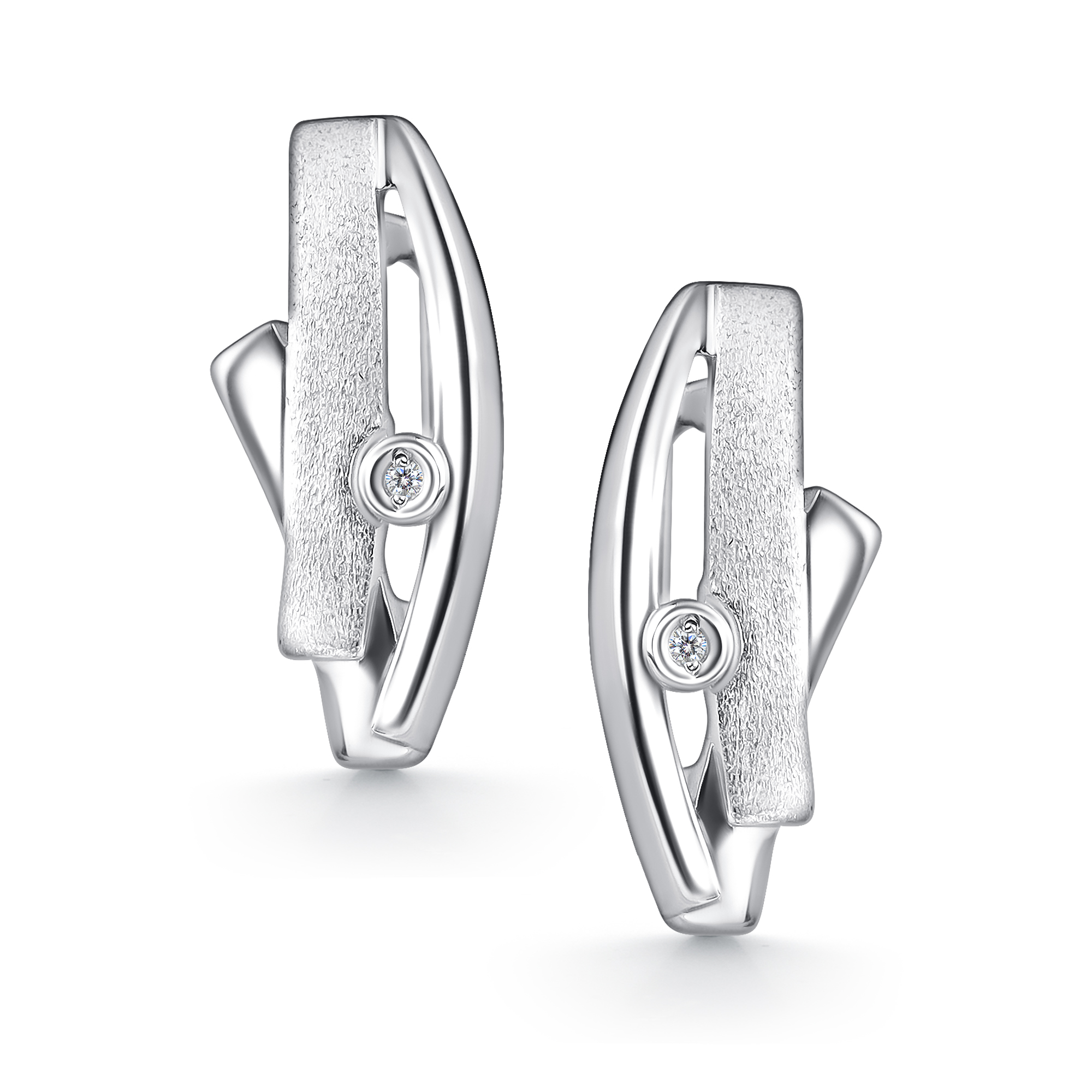 Серьги из серебра с камнем Бриллиант фото, цены