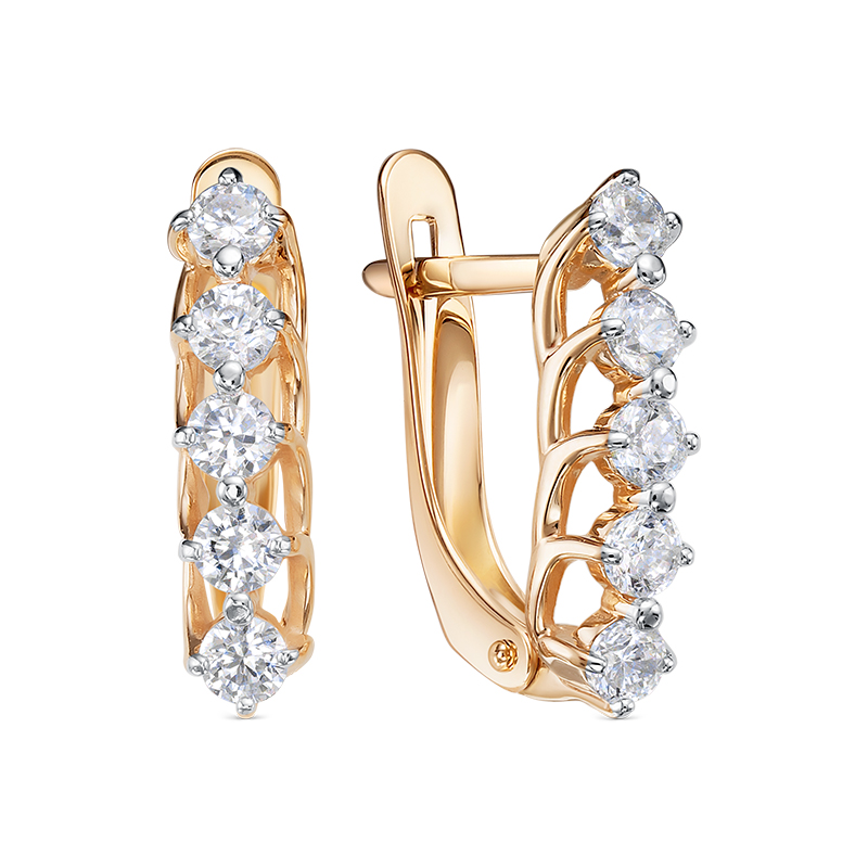 Серьги из золота с камнем Фианит фото, цены