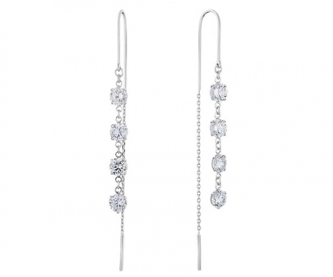 Серьги из серебра с камнем Фианит фото, цены