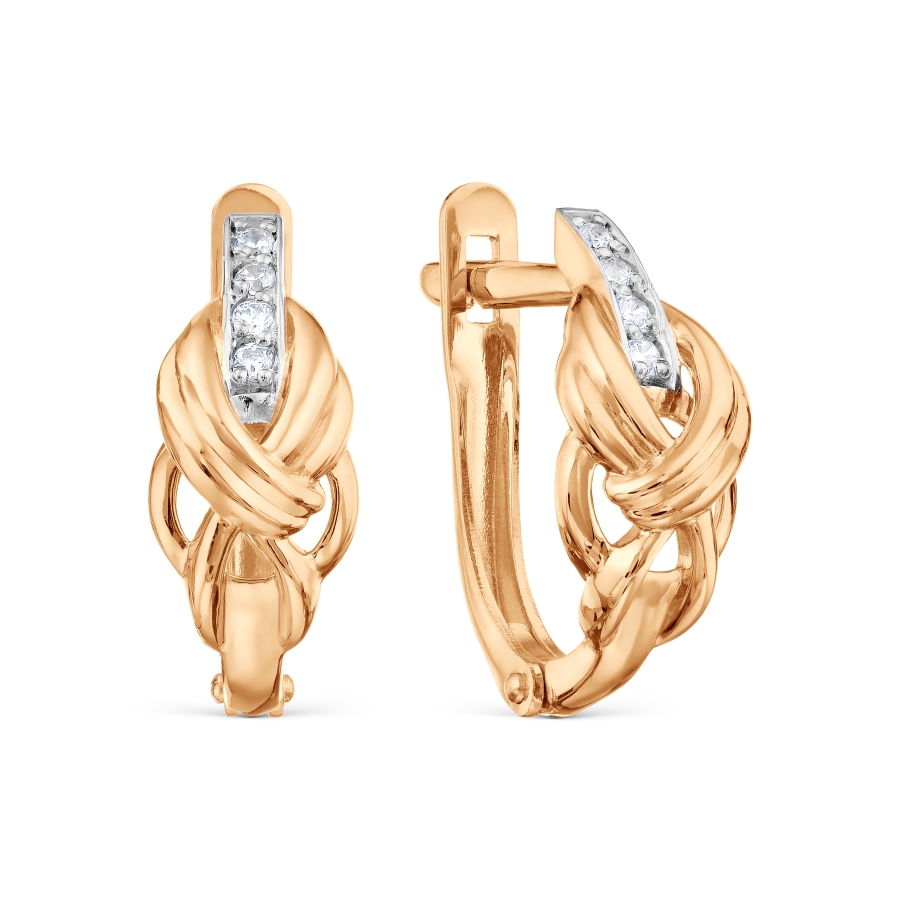 Серьги из золота с камнем Фианит фото, цены