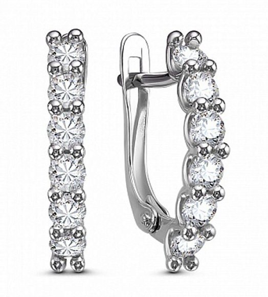 Серьги из серебра с камнем Фианит фото, цены