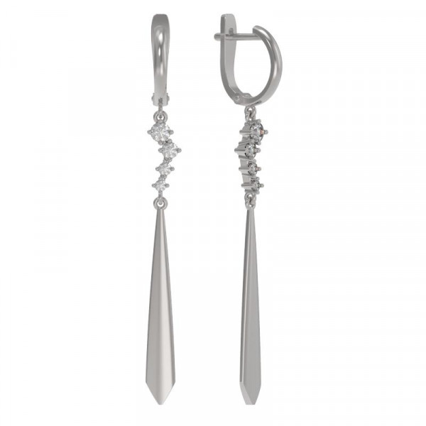 Серьги из серебра с камнем Фианит фото, цены