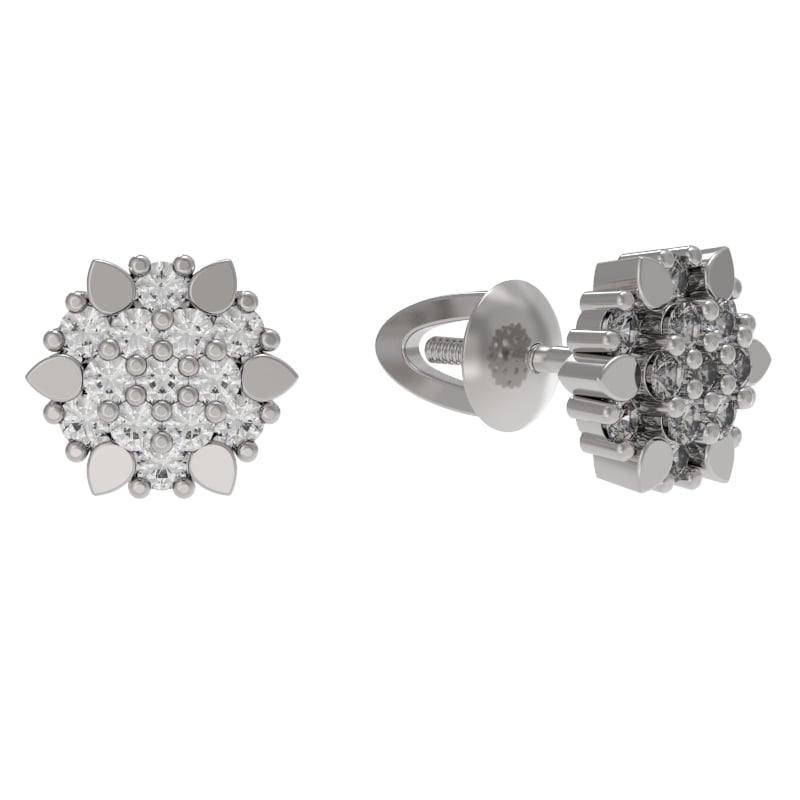 Пуссеты из серебра с камнем Фианит фото, цены