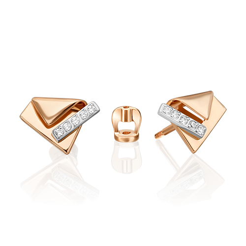 Пуссеты из золота с камнем Фианит фото, цены