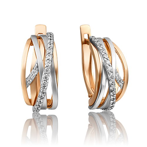 Серьги из золота с камнем Фианит фото, цены