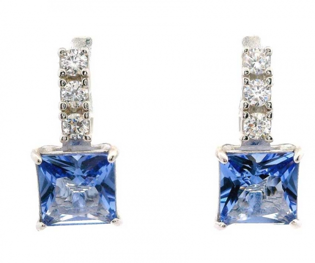 Серьги из серебра с камнем Фианит, Ситалл фото, цены