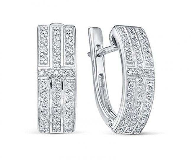 Серьги из серебра с камнем Фианит фото, цены