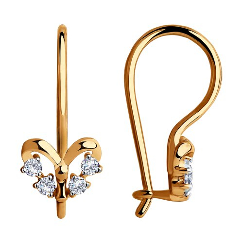 Серьги из золота с камнем Фианит фото, цены