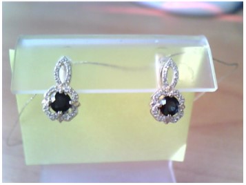 Серьги из золота с камнем Бриллиант, Сапфир фото, цены