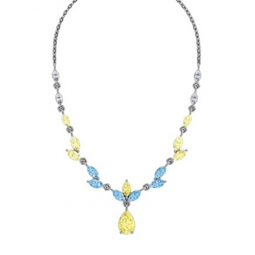 Колье из серебра с камнем Фианит, Кварц син. фото, цены