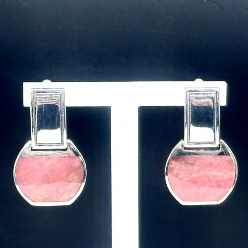 Серьги из серебра с камнем Родонит фото, цены