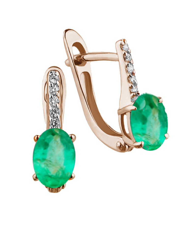Серьги из золота с камнем Бриллиант, Изумруд фото, цены