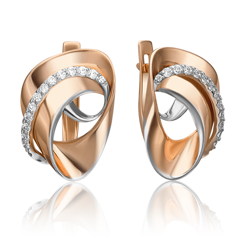 Серьги из золота с камнем Фианит фото, цены