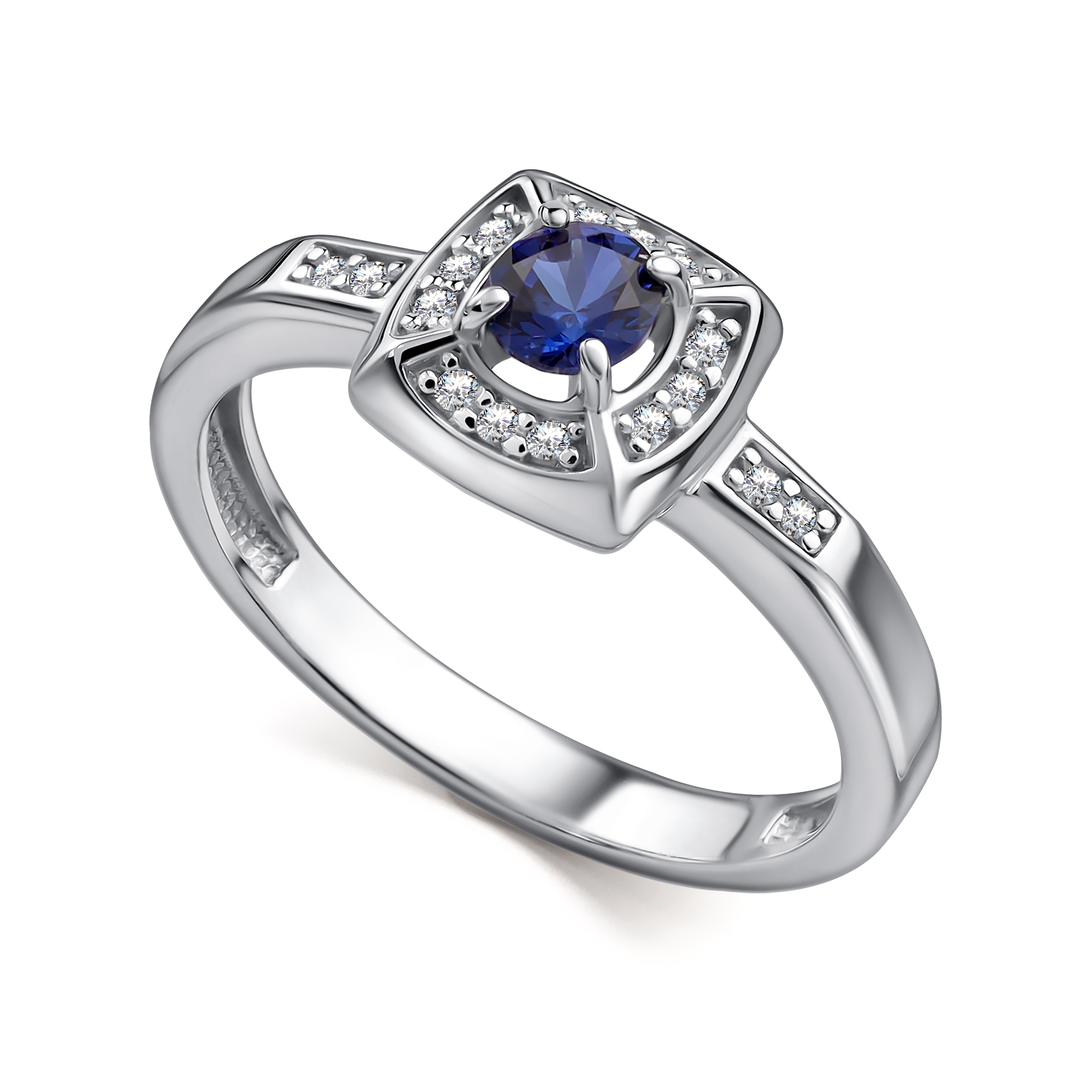 Кольцо из серебра с камнем Фианит, Сапфир г/т фото, цены