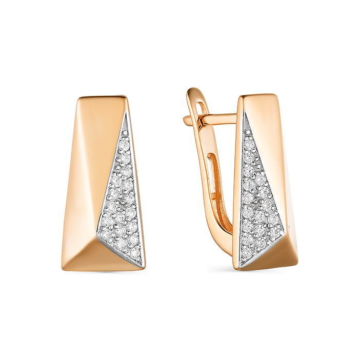 Серьги из золота с камнем Фианит фото, цены