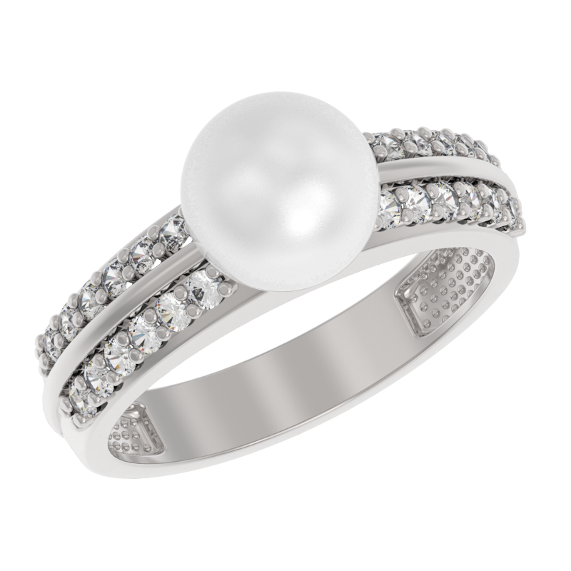 Кольцо из серебра с камнем Жемчуг фото, цены