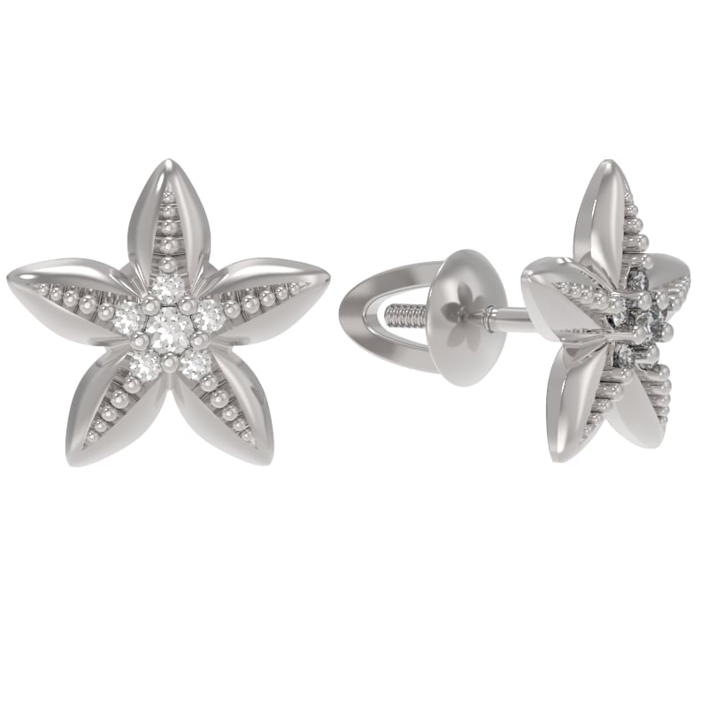 Пуссеты из серебра с камнем Фианит фото, цены