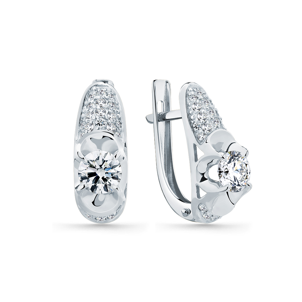 Серьги из золота с камнем Фианит фото, цены